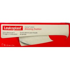 FASCIA AUTOADESIVA IPOALLERGENICA FISSAGGIO CATETERI FIXOMULL STRETCH. SUPPORTO IN POLIESTERE NON TESSUTO BIANCO, MASSAIN POLICARBONATO SENZA RESINE E GOMME NATURALI. 15X200CM