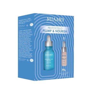 MIAMO COFANETTO 2025 PLUMP & HYDRA 1 RUGHE DI DISIDRATAZIONEHYALURONIC ACID LH SERUM 30 ML + 1 NOURISH 3 BIOTIC 10 ML