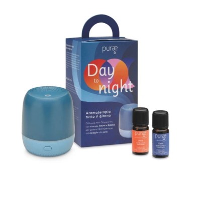 PURAE KIT DAY TO NIGHT DIFFUSORE MINI GINEPRO-BLU CON SINERGIE 5 ML