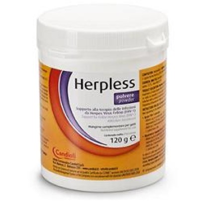 HERPLESS POLVERE BARATTOLO 120 G CON MISURINO HERPLESS POLVERE BARATTOLO 120 G CON MISURINO