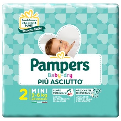 PANNOLINI PER BAMBINI PAMPERS BABY DRY DOWNCOUNT NO FLASH MINI 24 PEZZI BUONO SCONTO