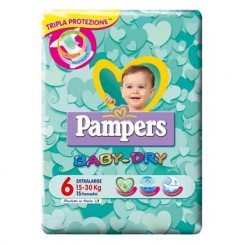 PANNOLINI PER BAMBINI PAMPERS BABY DRY DOWNCOUNT NO FLASH XL15 PEZZI