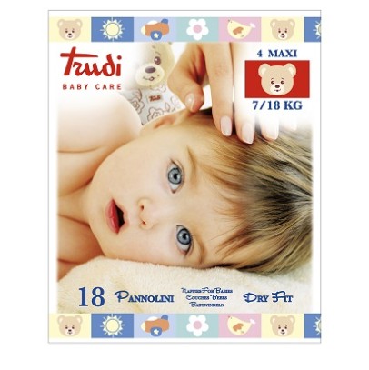 TRUDI BABY CARE PANNOLINO DRY FIT MAXI 7/18 KG 18 PEZZI