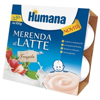 HUMANA MERENDA AL LATTE GUSTO FRAGOLA 100 G 4 PEZZI