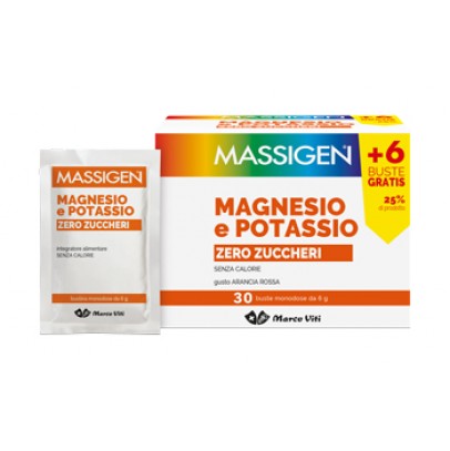 MASSIGEN MAGNESIO E POTASSIO ZERO ZUCCHERI 24 BUSTINE + 6 GRATIS