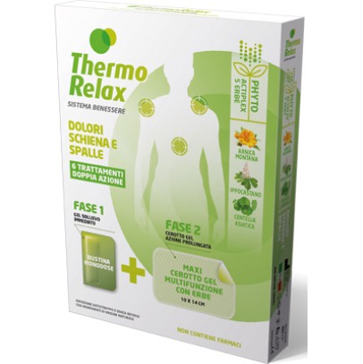 THERMORELAX PHYTO GEL DOLORI SCHIENA E SPALLE FASE 1 GEL SOLLIEVO IMMEDIATO E FASE 2 MAXI CEROTTO GEL MULTIFUNZIONALE CON ERBE 6 PEZZI