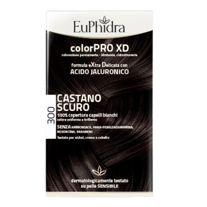 EUPHIDRA COLORPRO XD 300 CASTANO SCURO GEL COLORANTE CAPELLIIN FLACONE + ATTIVANTE + BALSAMO + GUANTI