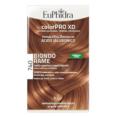 EUPHIDRA COLORPRO XD 740 BIONDO RAME GEL COLORANTE CAPELLI IN FLACONE + ATTIVANTE + BALSAMO + GUANTI