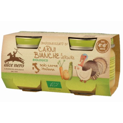 OMOGENEIZZATO CARNI BIANCHE CON VERDURE BABY FOOD BIO ALCE NERO 2 X 80 G