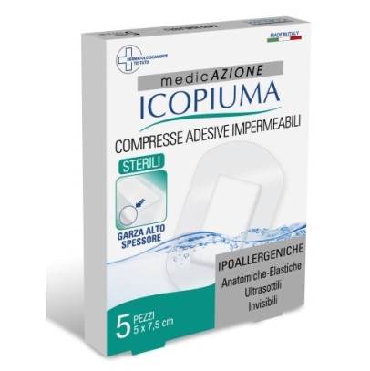 GARZA COMPRESSA ICOPIUMA MEDICATA POSTOPERATORIA 5X7,5 CM 5PEZZI GARZA COMPRESSA ICOPIUMA MEDICATA POSTOPERATORIA 5X7,5 CM 5PEZZI