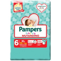 PAMPERS BABY DRY MUTANDINO SM TAGLIA 6 EXTRALARGE SMALL PACK14 PEZZI
