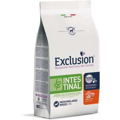 EXCLUSION MONOPROTEIN VETERINARY DIET FORMULA DOG INTESTINALPORK AND RICE MEDIUM/LARGE 12 KG DRY EXCLUSION MONOPROTEIN VETERINARY DIET FORMULA DOG INTESTINALPORK AND RICE MEDIUM/LARGE 12 KG DRY