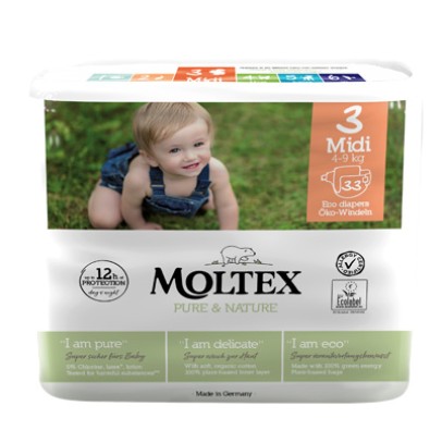 PANNOLINI MOLTEX PURE & NATURE MIDI 4-9 KG TAGLIA 3 33 PEZZI