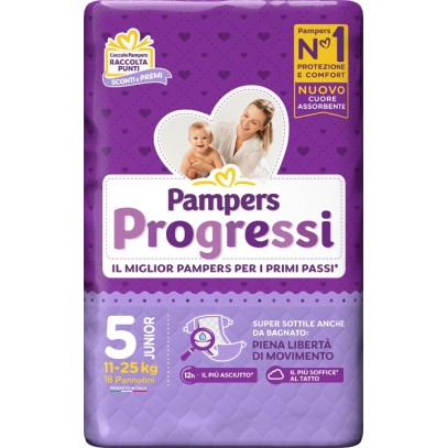 PAMPERS PROGRESSI JUNIOR PANNOLINO 5 11-25KG 19 PEZZI