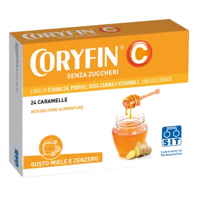 CORYFIN C SENZA ZUCCHERO MIELE ZENZERO 24 CARAMELLE CORYFIN C SENZA ZUCCHERO MIELE ZENZERO 24 CARAMELLE