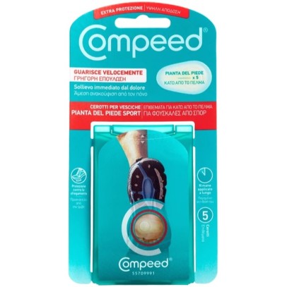 COMPEED CEROTTI PER VESCICHE PIANTA PIEDE SPORT 5 PEZZI COMPEED CEROTTI PER VESCICHE PIANTA PIEDE SPORT 5 PEZZI