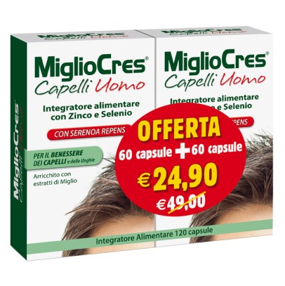 MIGLIOCRES CAPELLI UOMO 60+60 CAPSULE MIGLIOCRES CAPELLI UOMO 60+60 CAPSULE