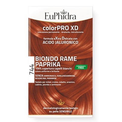 EUPHIDRA COLORPRO GEL COLORANTE CAPELLI XD 744 PAPRIKA 50 MLIN FLACONE + ATTIVANTE + BALSAMO + GUANTI