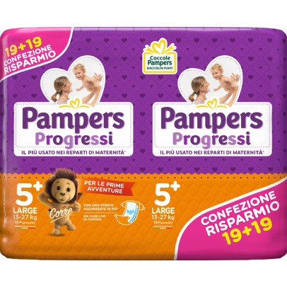 PAMPERS PROGRESSI LARGE PANNOLINO 5+ 13-27KG 38 PEZZI