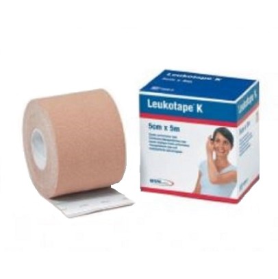 BENDA ADESIVA LEUKOTAPE K PER TAPING FISIOTERAPICO LARGHEZZA5 CM LUNGHEZZA 5 M COLOR CARNE IN ROTOLO