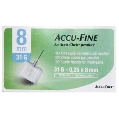 AGO PER PENNA DA INSULINA ACCU-FINE PEN NEEDLE ACCU-CHEK GAUGE 31 X 8MM 100 PEZZI