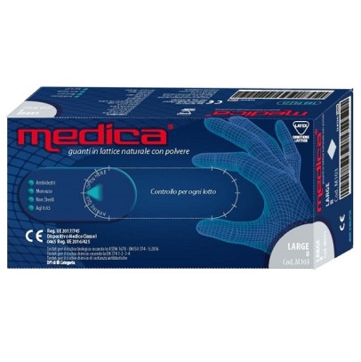 MEDICA GUANTO LATTICE N/STERILE CON POLVERE DM MISURA L 100PEZZI MEDICA GUANTO LATTICE N/STERILE CON POLVERE DM MISURA L 100PEZZI