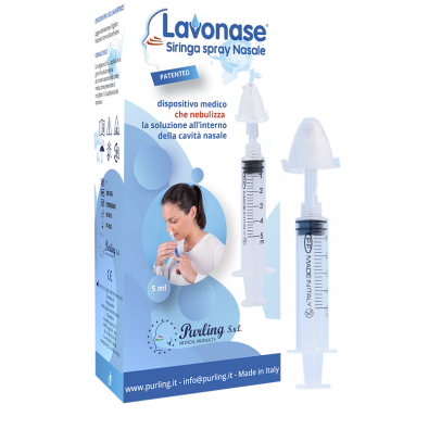 LAVONASE SIRINGA SPRAY NASALE NON STERILE 5 ML LUER-LOCK CONCAPPUCCIO + UGELLO NASALE CON RACCORDO LUER-LOCK + PERFORATORE CON VALVOLA NON RITORNO CON TAPPO