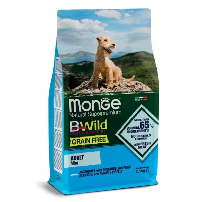 MONGE GRAIN FREE NATURAL SUPERPREMIUM SECCO CANE MINI ACCIUGHE PATATE PISELLI (DAL 15/12) 2,5 KG MONGE GRAIN FREE NATURAL SUPERPREMIUM SECCO CANE MINI ACCIUGHE PATATE PISELLI (DAL 15/12) 2,5 KG