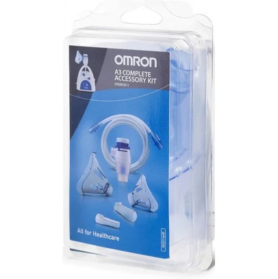 OMRON A3 COMPLETE KIT RICAMBIO AMPOLLA REGOLABILE + TUBO + MASCHERINA PEDIATRICA + MASCHERINA ADULTI + FORCELLE NASALI +BOCCAGLIO