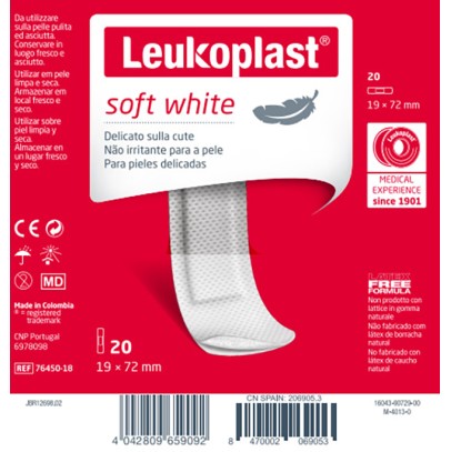 LEUKOPLAST SOFT WHITE 72 X 19 CM 20 PEZZI LEUKOPLAST SOFT WHITE 72 X 19 CM 20 PEZZI