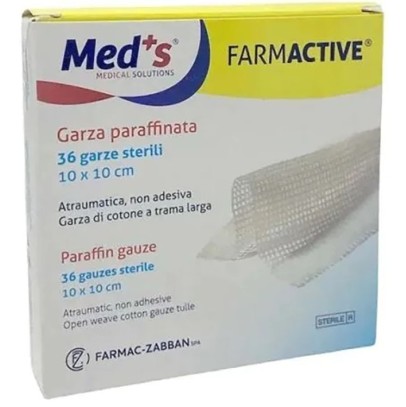 FARMACTIVE GARZA PARAFFINATA STERILE 10X10 CM SCATOLA 36 PEZZI MEDS FARMACTIVE GARZA PARAFFINATA STERILE 10X10 CM SCATOLA 36 PEZZI MEDS