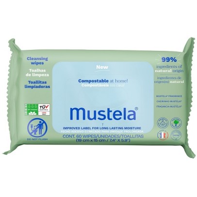 MUSTELA SALVIETTE COMPOSTABILI PROFUMATE 60 PEZZI MUSTELA SALVIETTE COMPOSTABILI PROFUMATE 60 PEZZI