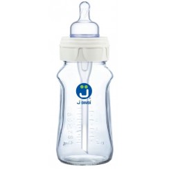 J BIMBI B FREE SUPER GLASS 260 ML BIBERON IN VETRO CON CANULA ANTICOLICHE E TETTARELLA IN SILICONE