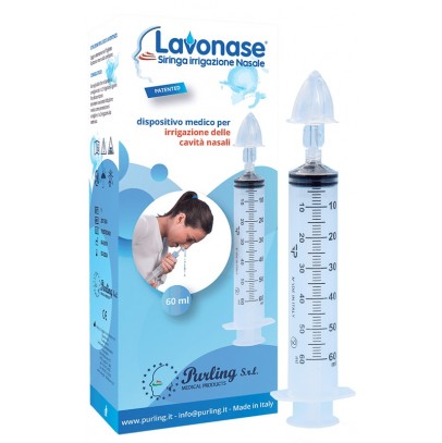 LAVONASE IRRIGAZIONE NASALE NON STERILE SIRINGA 60 ML + LUER-LOCK CON CAPPUCCIO + UGELLO NASALE CON RACCORDO LUER-LOCK +PERFORATORE CON VALVOLA NON RITORNO CON TAPPO